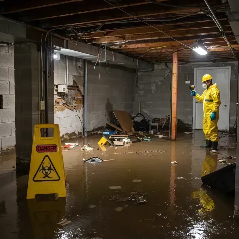 Flooded Basement Electrical Hazard in Hinton, OK Property